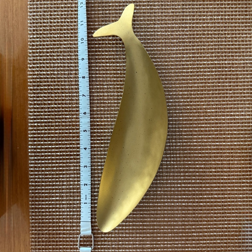 Brass Whale Catch-All Tray (12") – Brushed Brass w/ Turquoise Patina Back - Picture 6 of 7